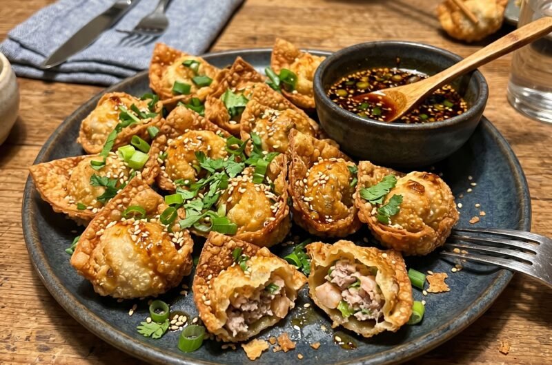 Crispy Air Fryer Wontons plate