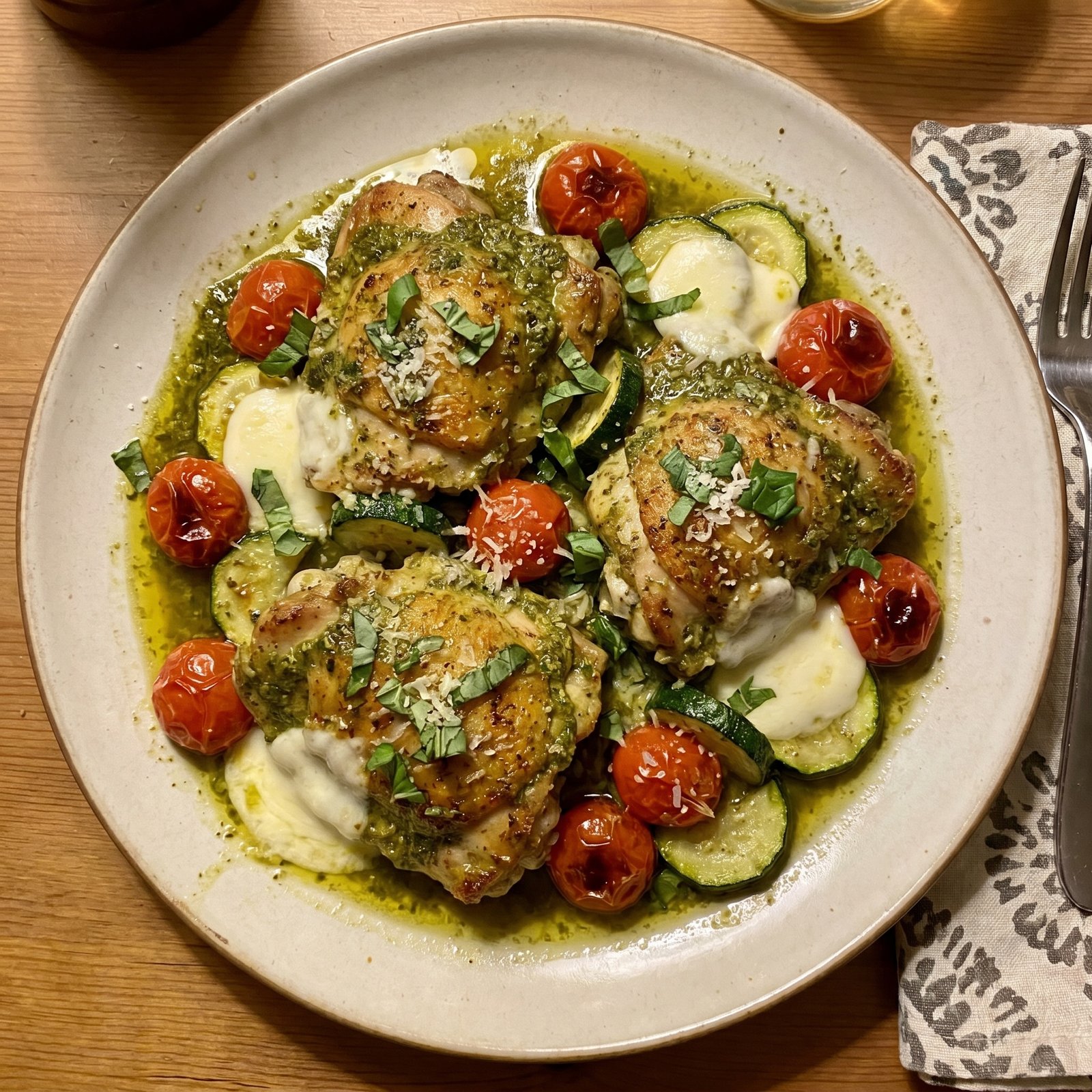 One Pan Pesto Chicken plate