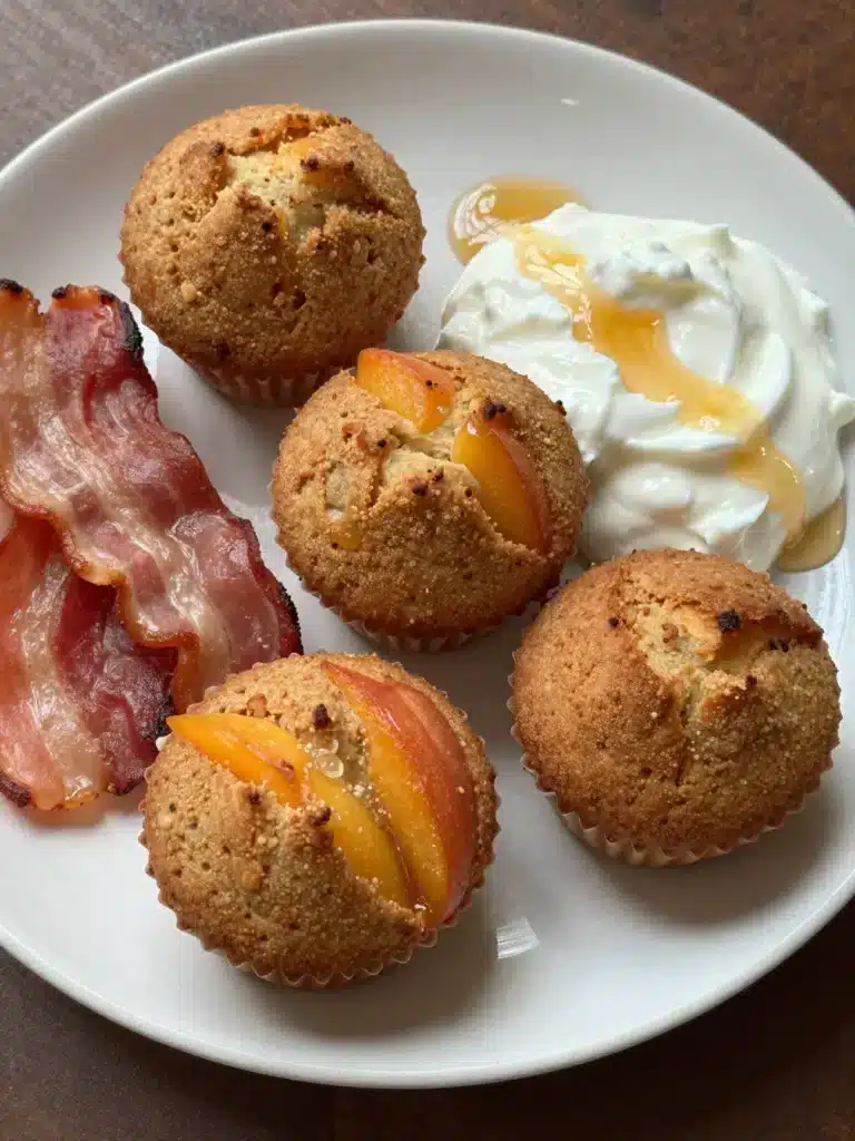 Brown Butter Peach Muffins