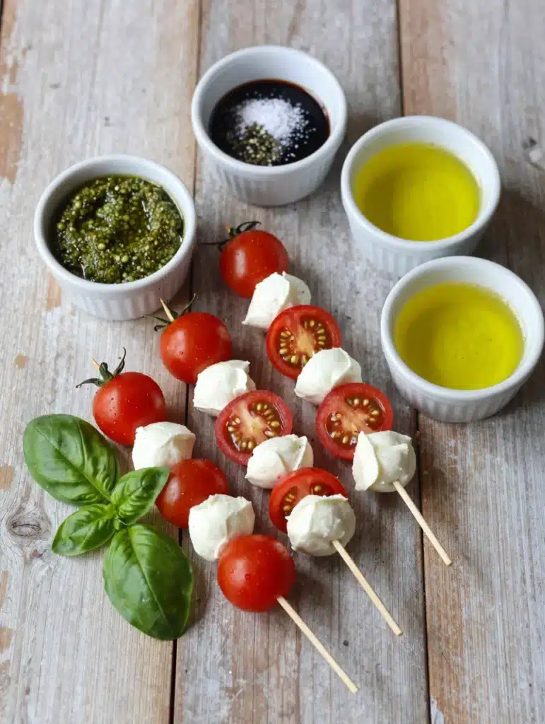 Caprese Skewers with Pesto