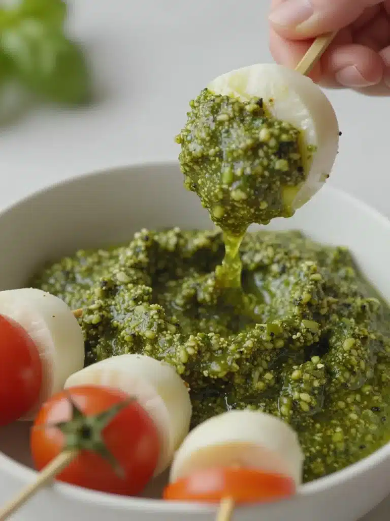 Caprese Skewers with Pesto