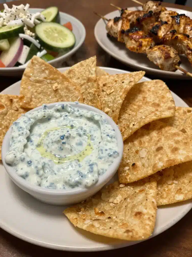 Pita Chips with Greek Dip