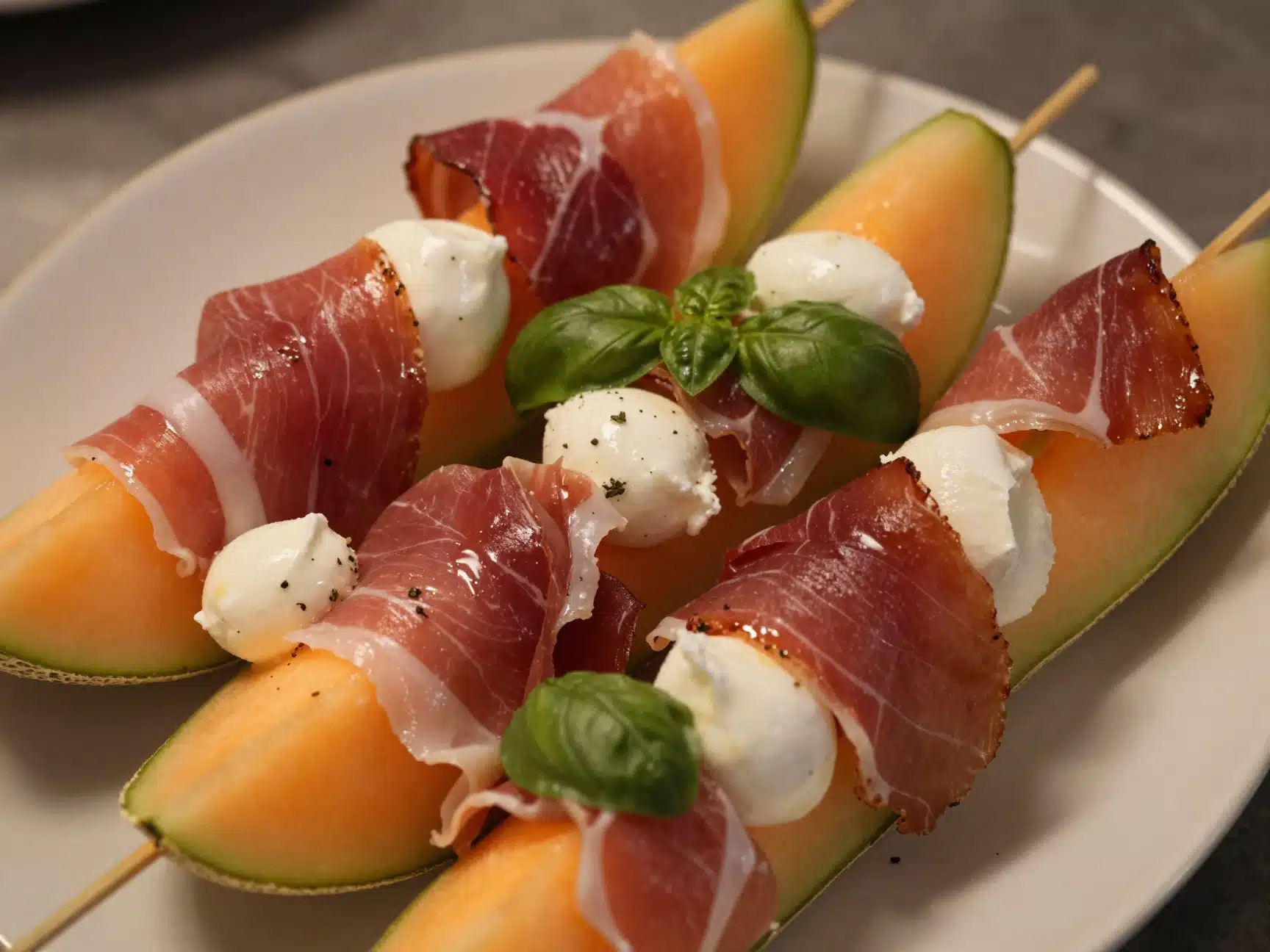 Prosciutto Melon Skewers