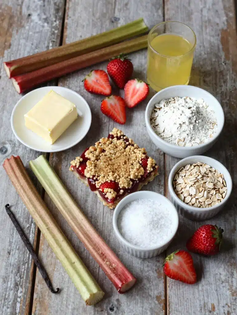 Strawberry Rhubarb Crumble Bars